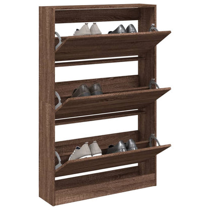 vidaXL Shoe Cabinet Brown Oak 80x21x125.5 cm Engineered Wood