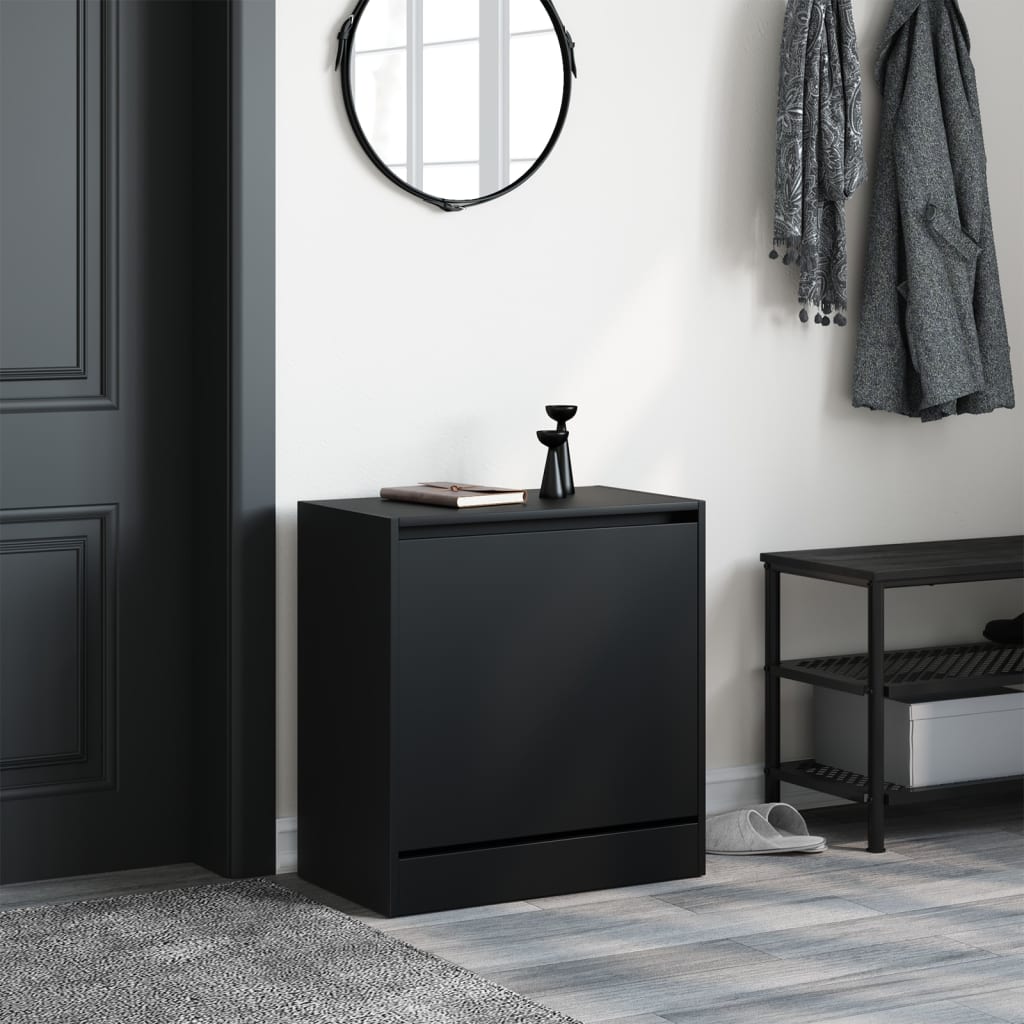 vidaXL Shoe Cabinet | Black | Engineered wood | Compact | Shoe Cabinet
