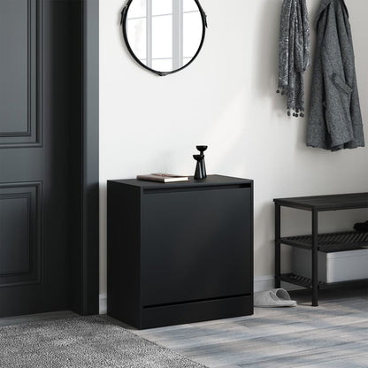 vidaXL Shoe Cabinet | Black | Engineered wood | Compact | Shoe Cabinet