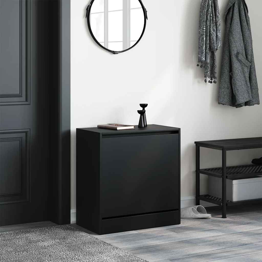 vidaXL Shoe Cabinet Black 60x34x63,5 cm Engineered Wood