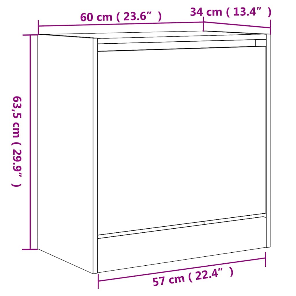vidaXL Shoe Cabinet Black 60x34x63,5 cm Engineered Wood