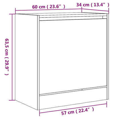 vidaXL Shoe Cabinet Black 60x34x63,5 cm Engineered Wood
