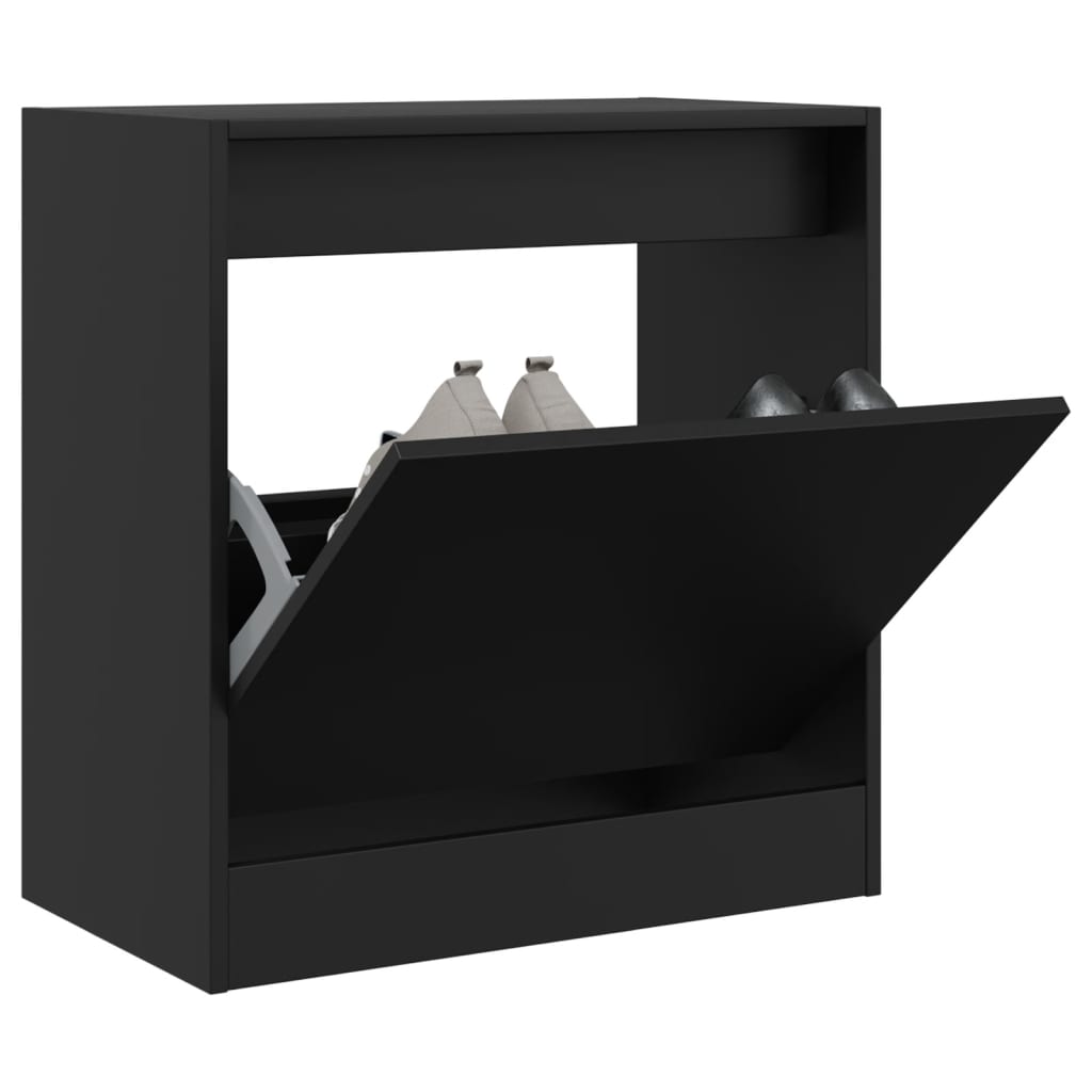 vidaXL Shoe Cabinet | Black | Engineered wood | Compact | Shoe Cabinet