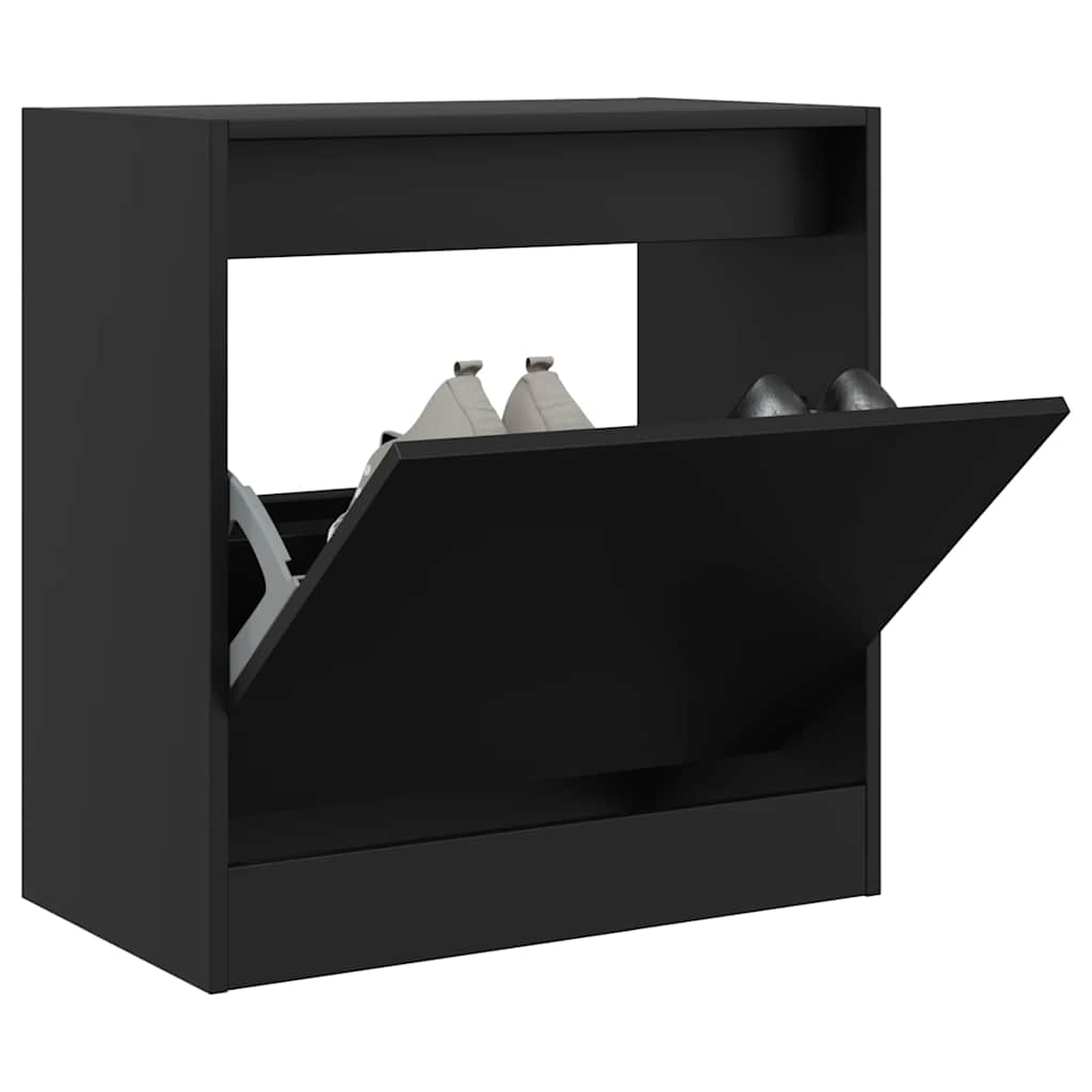 vidaXL Shoe Cabinet Black 60x34x63,5 cm Engineered Wood