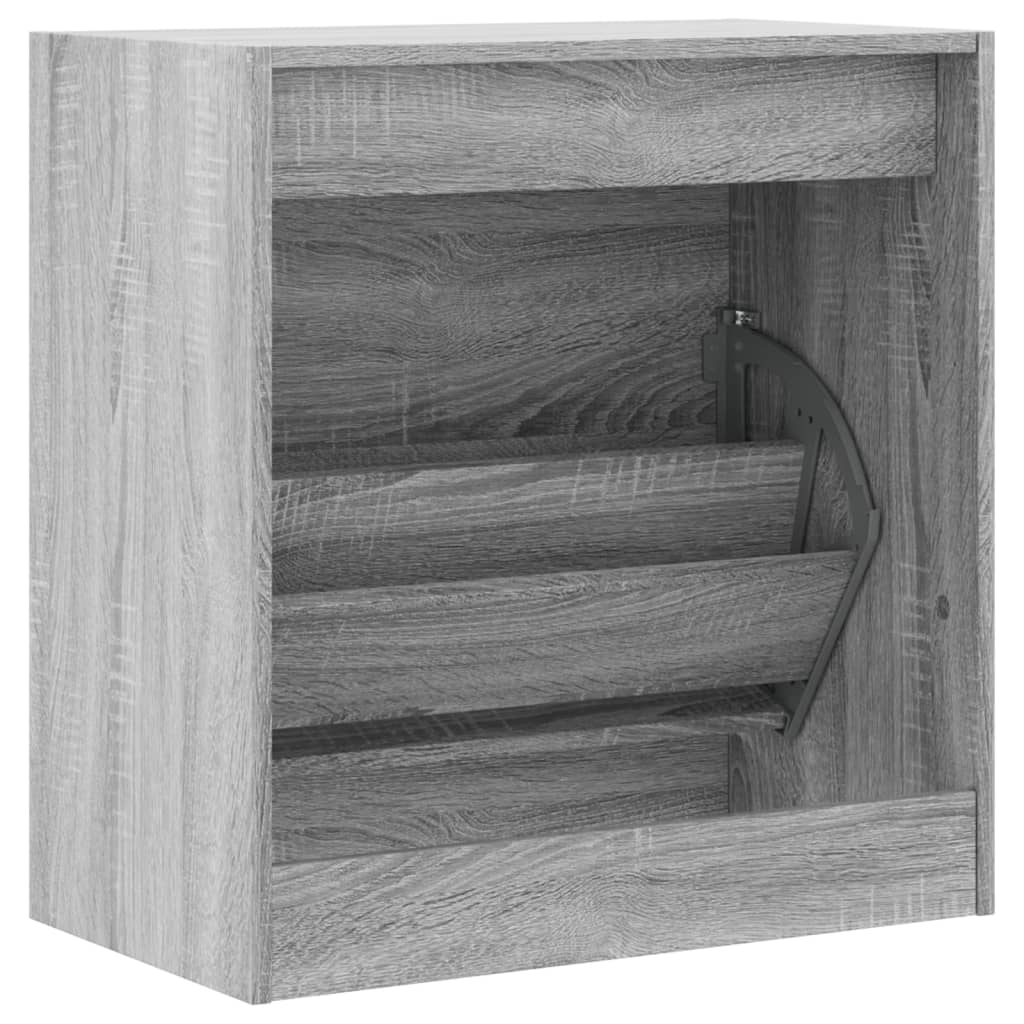 vidaXL Shoe Cabinet Grey Sonoma 60x34x63,5 cm Engineered Wood