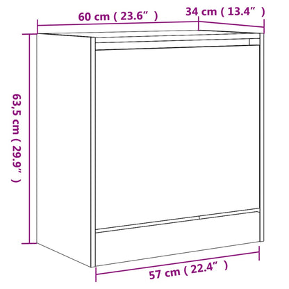 vidaXL Shoe Cabinet Grey Sonoma 60x34x63,5 cm Engineered Wood