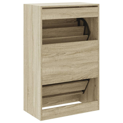 vidaXL Shoe Cabinet Sonoma Oak 60x34x96.5 cm Engineered Wood