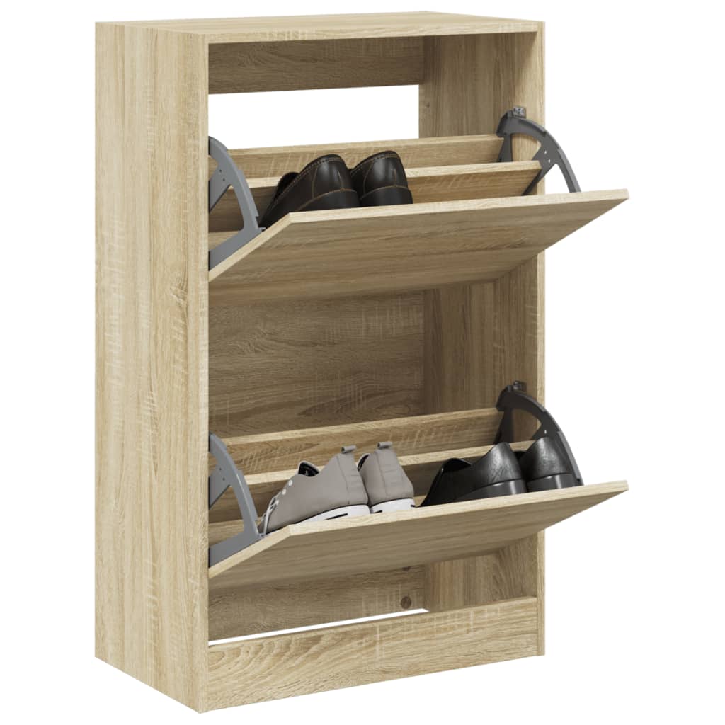vidaXL Shoe Cabinet Sonoma Oak 60x34x96.5 cm Engineered Wood