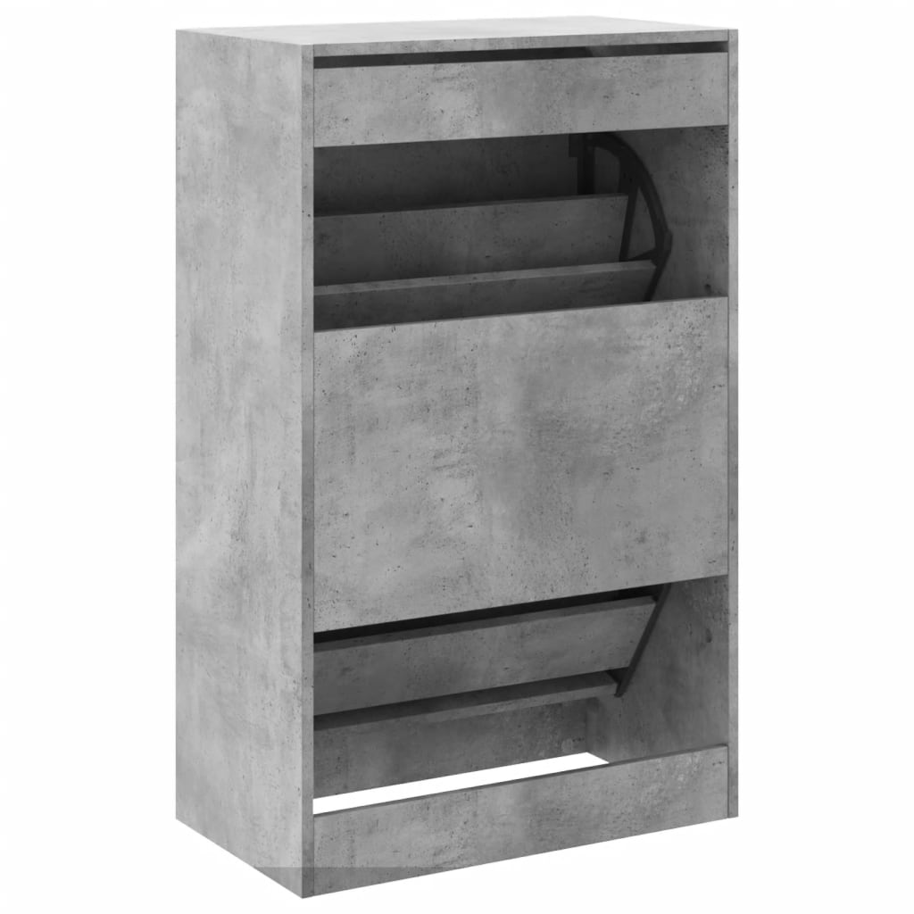 vidaXL Shoe Cabinet Concrete Grey 60x34x96,5 cm Engineered Wood