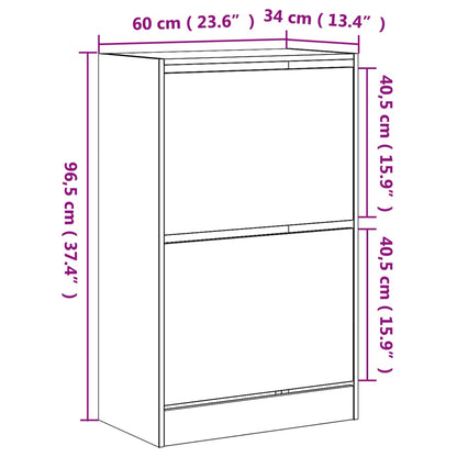 vidaXL Shoe Cabinet Concrete Grey 60x34x96,5 cm Engineered Wood