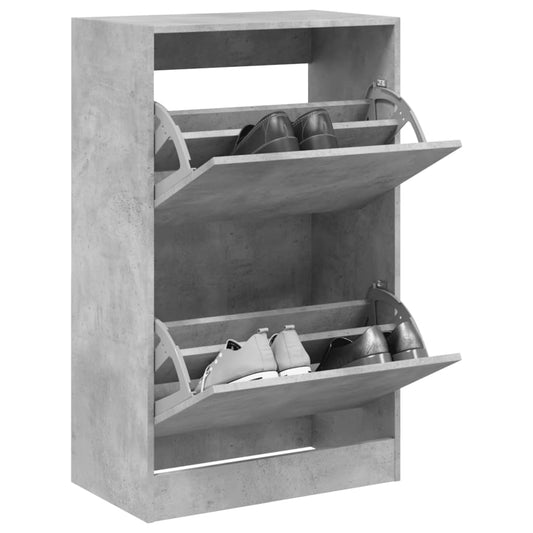 vidaXL Shoe Cabinet Concrete Grey 60x34x96,5 cm Engineered Wood