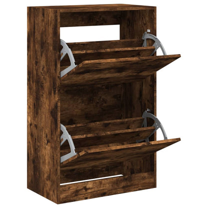 vidaXL Shoe Cabinet Smoked Oak 60x34x96,5 cm Engineered Wood