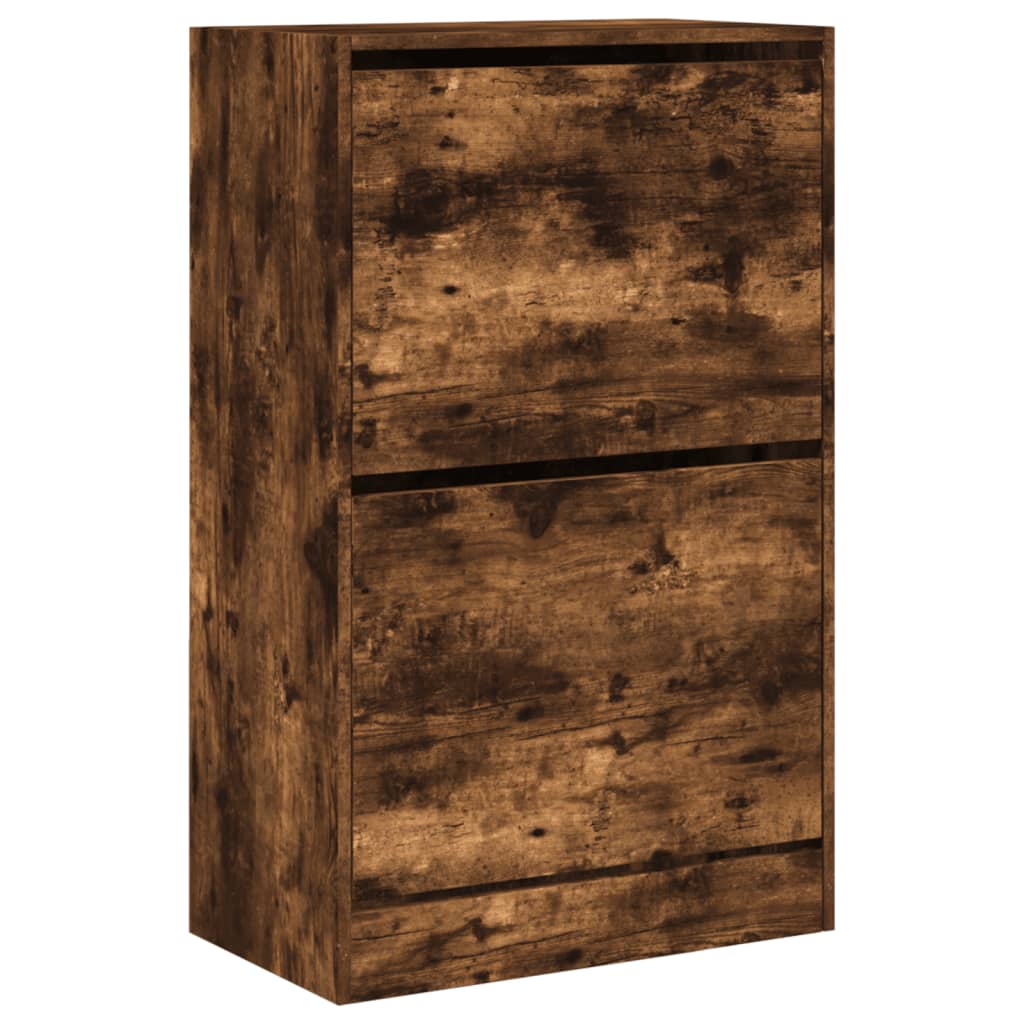 vidaXL Shoe Cabinet Smoked Oak 60x34x96,5 cm Engineered Wood