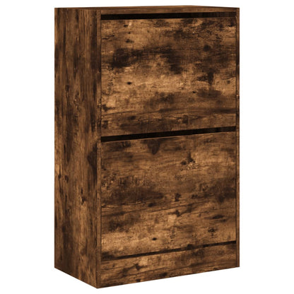 vidaXL Shoe Cabinet Smoked Oak 60x34x96,5 cm Engineered Wood
