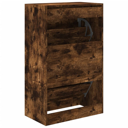 vidaXL Shoe Cabinet Smoked Oak 60x34x96,5 cm Engineered Wood