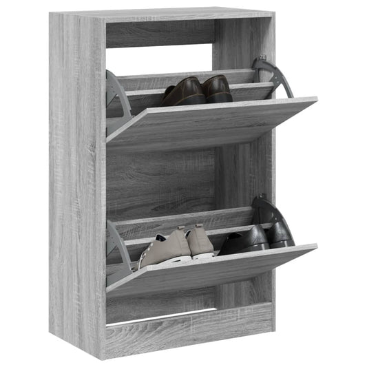 vidaXL Shoe Cabinet Grey Sonoma 60x34x96,5 cm Engineered Wood
