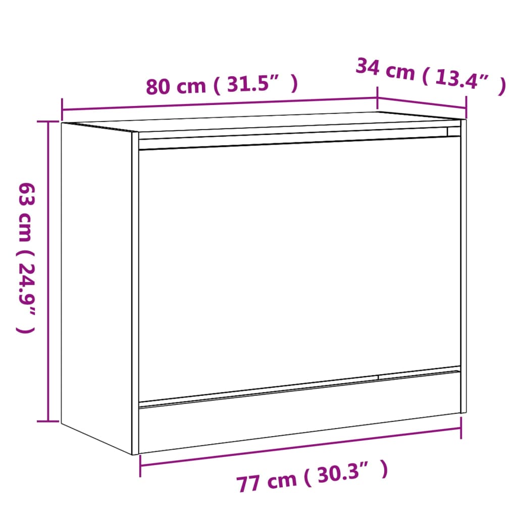 vidaXL Shoe Cabinet Sonoma Oak 80x34x63 cm Engineered Wood
