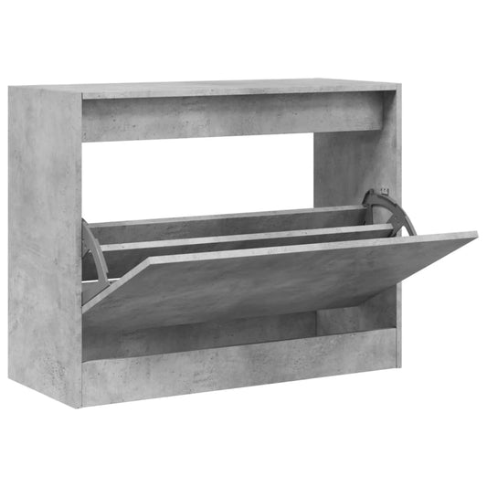 vidaXL Shoe Cabinet Concrete Grey 80x34x63 cm Engineered Wood