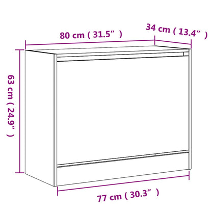 vidaXL Shoe Cabinet Concrete Grey 80x34x63 cm Engineered Wood
