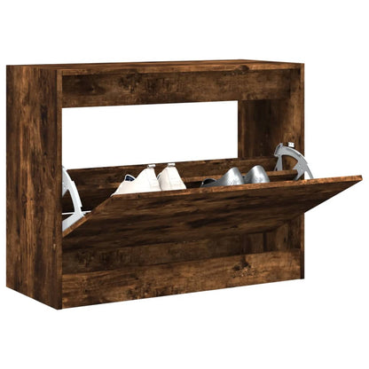 vidaXL Shoe Cabinet Smoked Oak 80x34x63 cm Engineered Wood