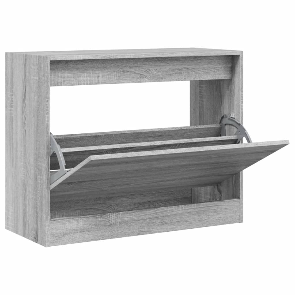 vidaXL Shoe Cabinet Grey Sonoma 80x34x63 cm Engineered Wood