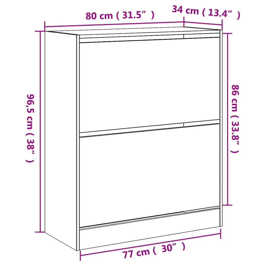 vidaXL Shoe Cabinet Grey Sonoma 80x34x96.5 cm Engineered Wood