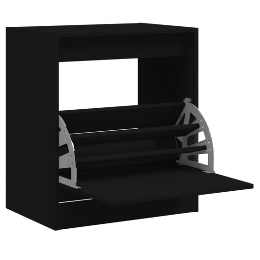 vidaXL Shoe Cabinet | Black | Engineered wood | Compact | Shoe Cabinet