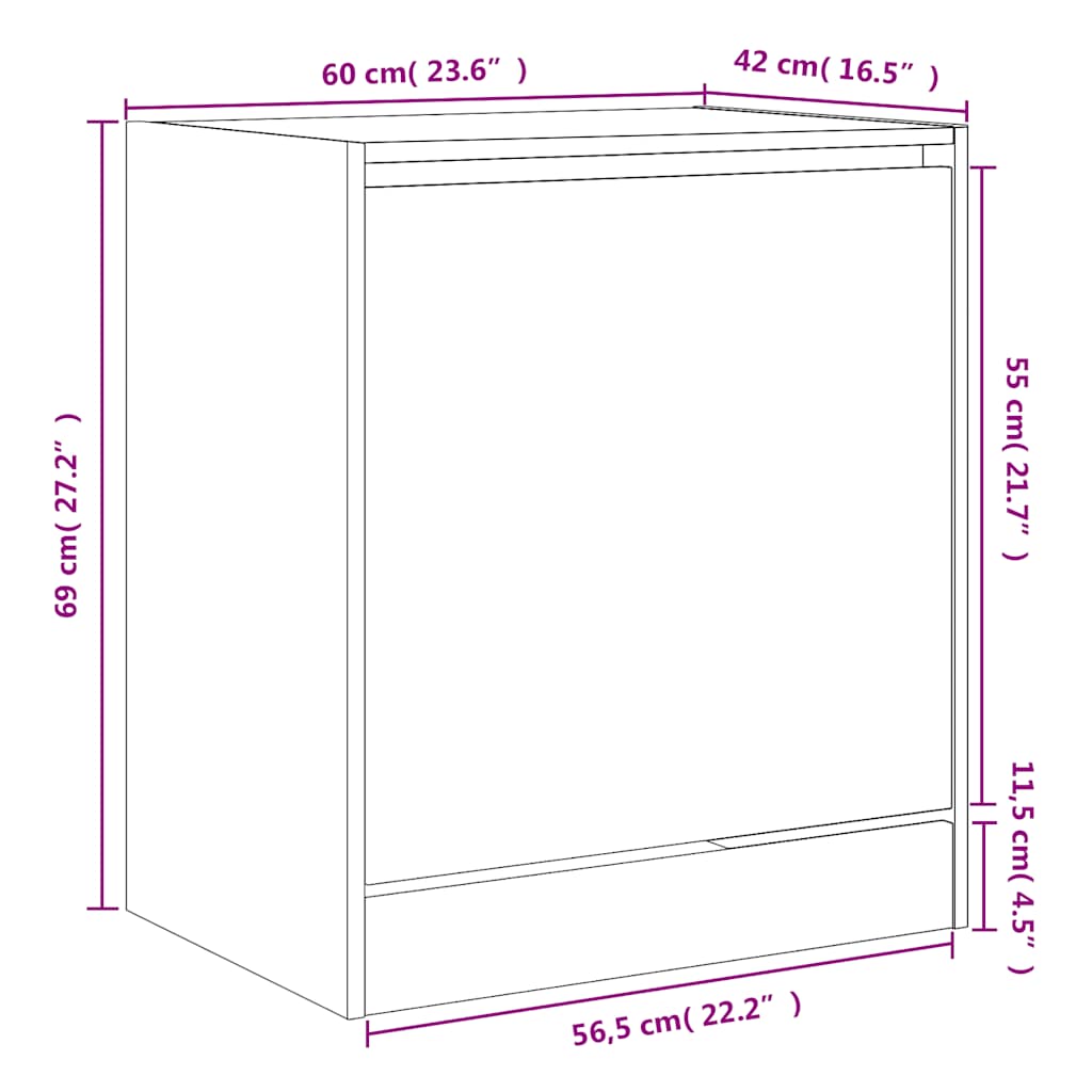 vidaXL Shoe Cabinet Black 60x42x69 cm Engineered Wood