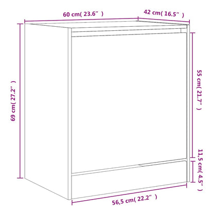 vidaXL Shoe Cabinet Black 60x42x69 cm Engineered Wood