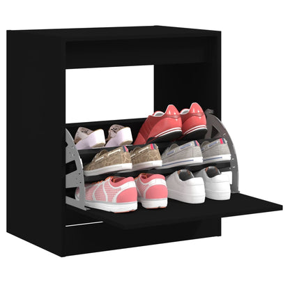 vidaXL Shoe Cabinet | Black | Engineered wood | Compact | Shoe Cabinet