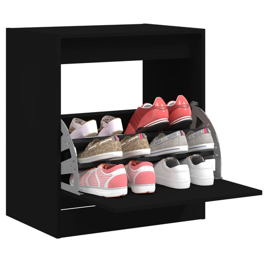 vidaXL Shoe Cabinet | Black | Engineered wood | Compact | Shoe Cabinet