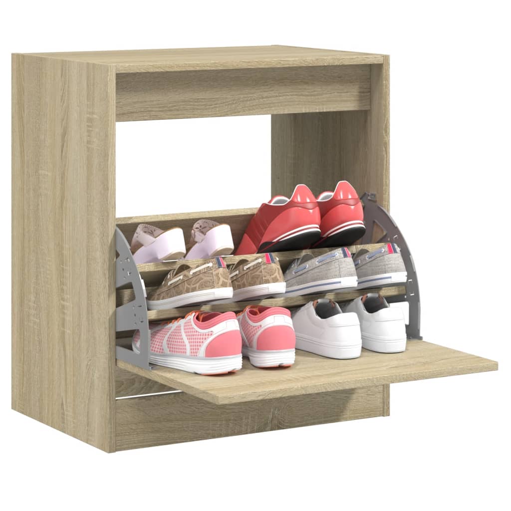 vidaXL Shoe Cabinet Sonoma Oak 60x42x69 cm Engineered Wood