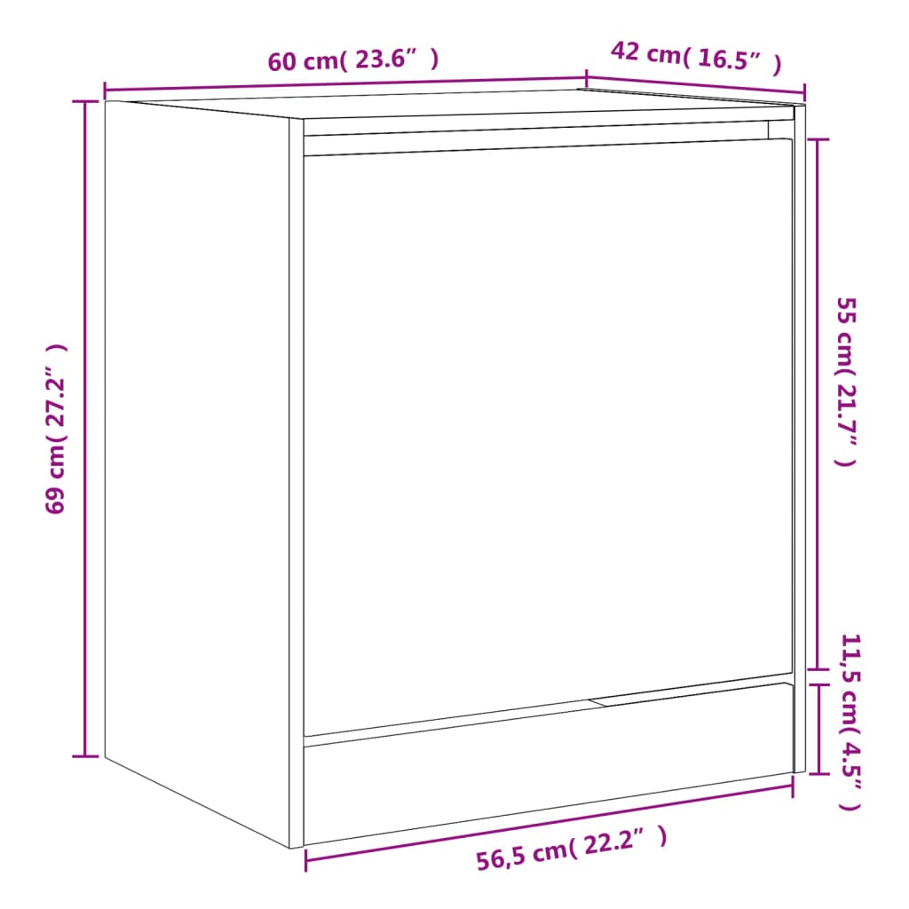 vidaXL Shoe Cabinet Smoked Oak 60x42x69 cm Engineered Wood