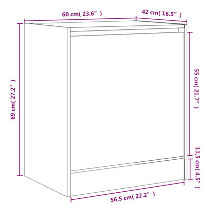 vidaXL Shoe Cabinet Smoked Oak 60x42x69 cm Engineered Wood