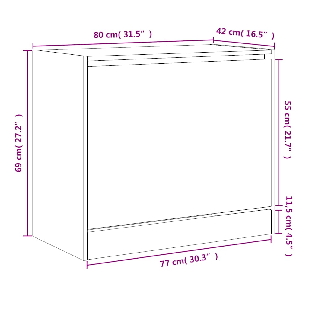 vidaXL Shoe Cabinet Black 80x42x69 cm Engineered Wood