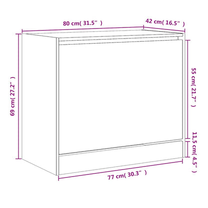 vidaXL Shoe Cabinet Black 80x42x69 cm Engineered Wood