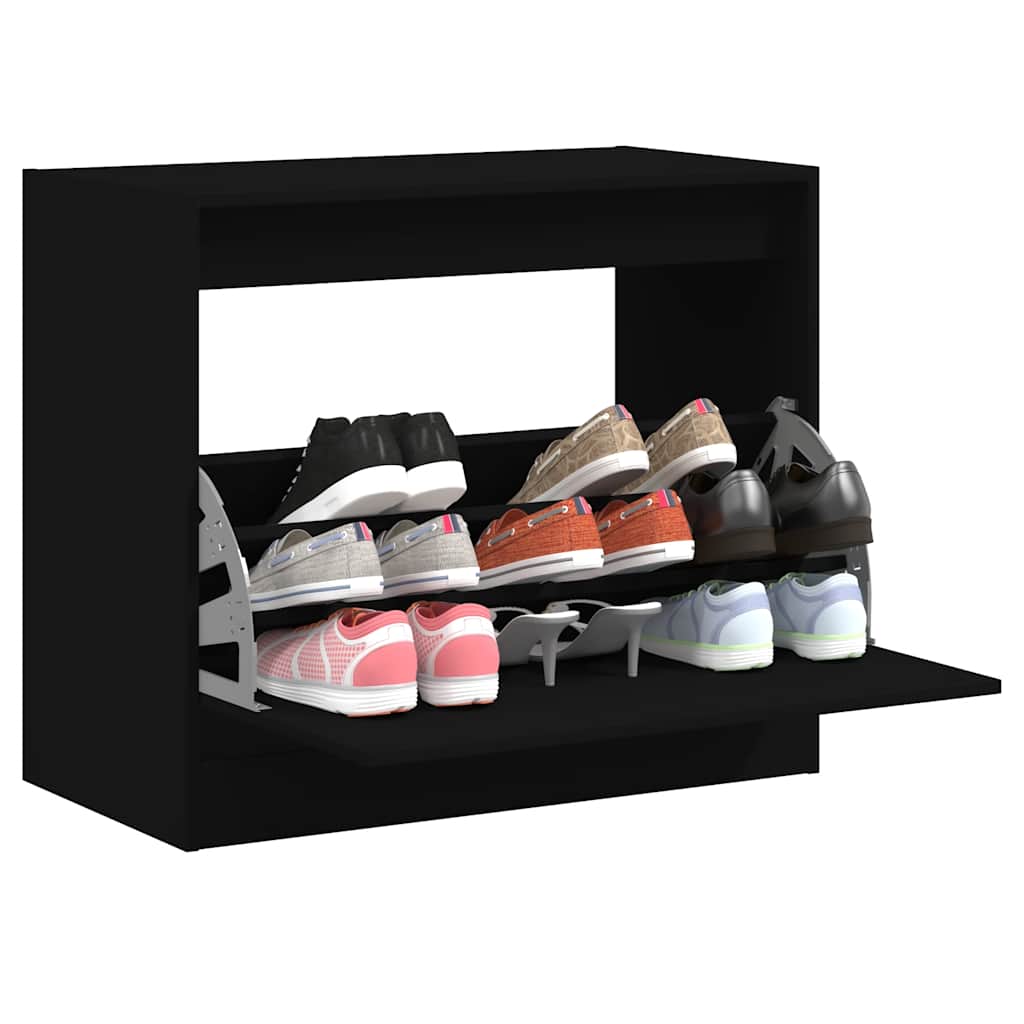 vidaXL Shoe Cabinet Black 80x42x69 cm Engineered Wood