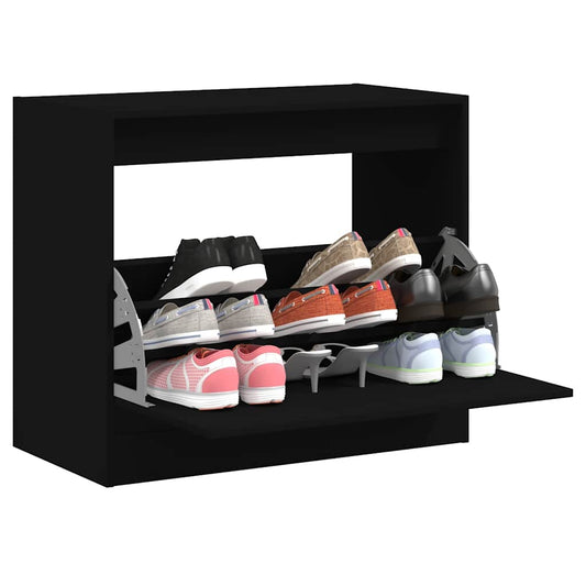 vidaXL Shoe Cabinet Black 80x42x69 cm Engineered Wood