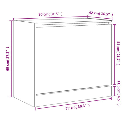 vidaXL Shoe Cabinet Concrete Grey 80x42x69 cm Engineered Wood