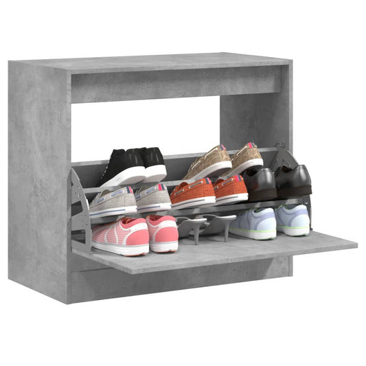 vidaXL Shoe Cabinet Concrete Grey 80x42x69 cm Engineered Wood