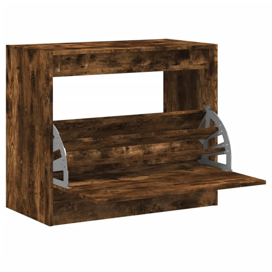 vidaXL Shoe Cabinet Smoked Oak 80x42x69 cm Engineered Wood