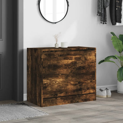 vidaXL Shoe Cabinet Smoked Oak 80x42x69 cm Engineered Wood