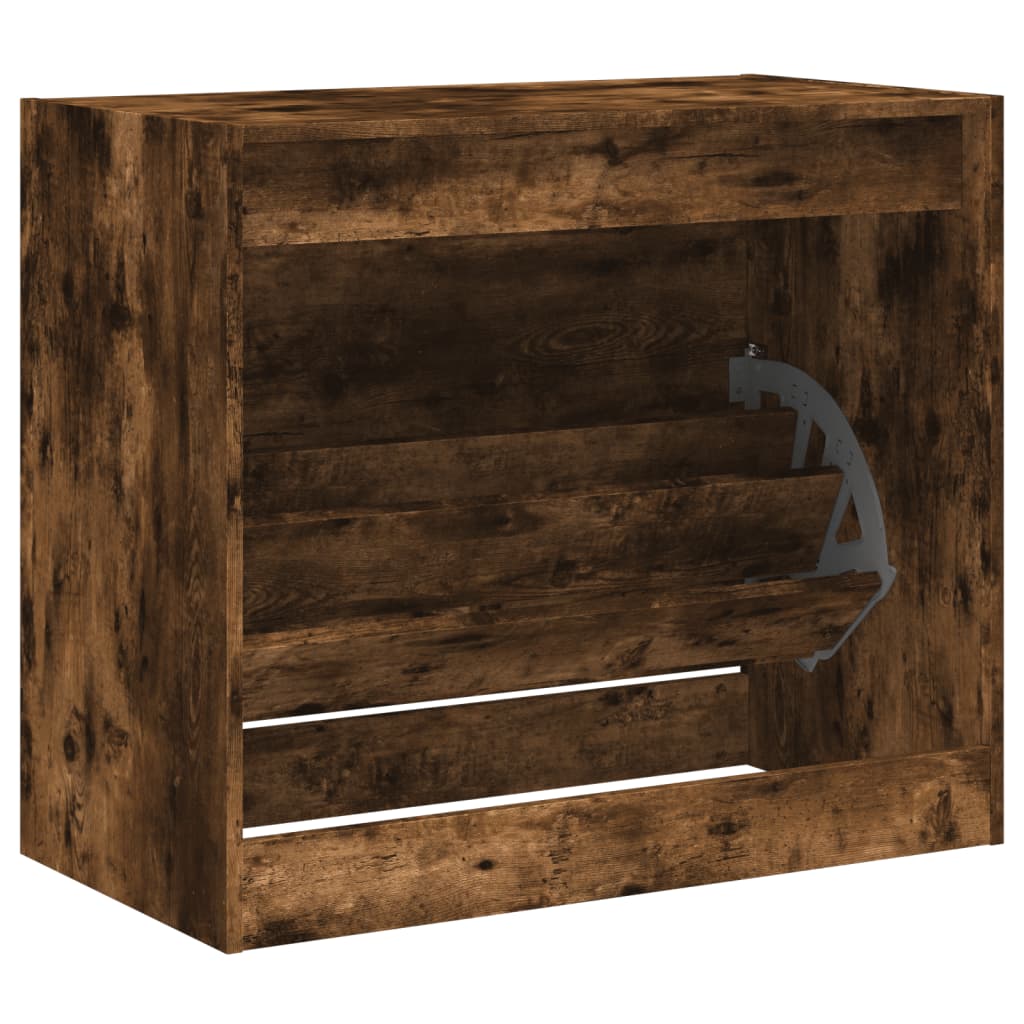 vidaXL Shoe Cabinet Smoked Oak 80x42x69 cm Engineered Wood
