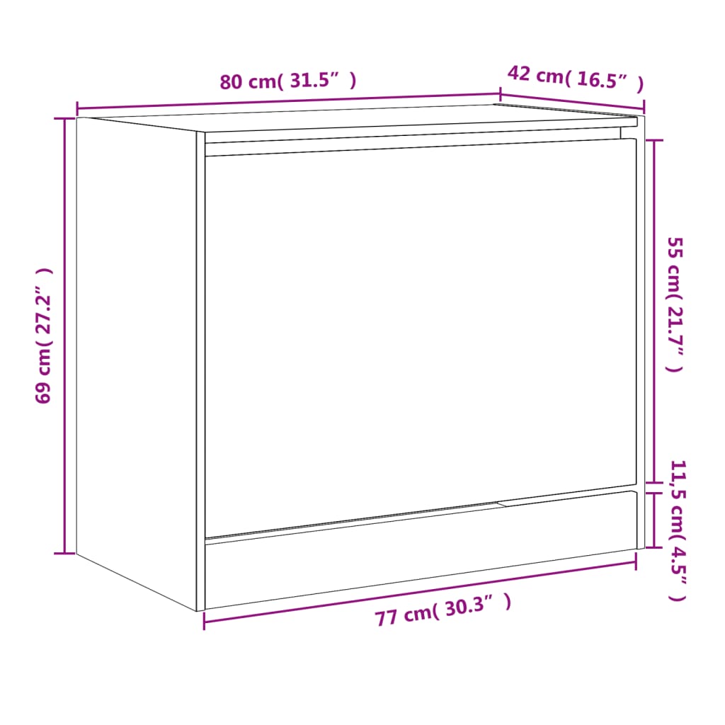 vidaXL Shoe Cabinet Grey Sonoma 80x42x69 cm Engineered Wood