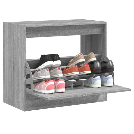 vidaXL Shoe Cabinet Grey Sonoma 80x42x69 cm Engineered Wood
