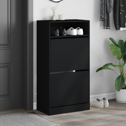 vidaXL Shoe Cabinet Black 60x34x116 cm Engineered Wood