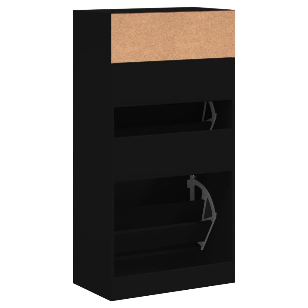 vidaXL Shoe Cabinet Black 60x34x116 cm Engineered Wood