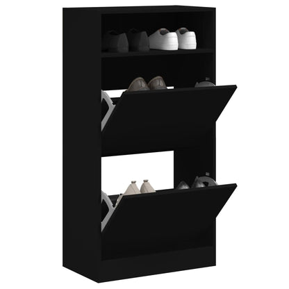 vidaXL Shoe Cabinet Black 60x34x116 cm Engineered Wood