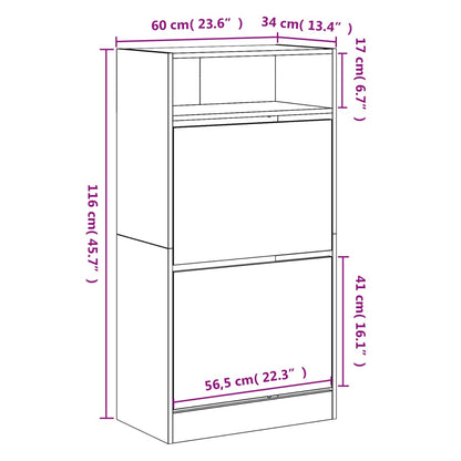 vidaXL Shoe Cabinet Sonoma Oak 60x34x116 cm Engineered Wood