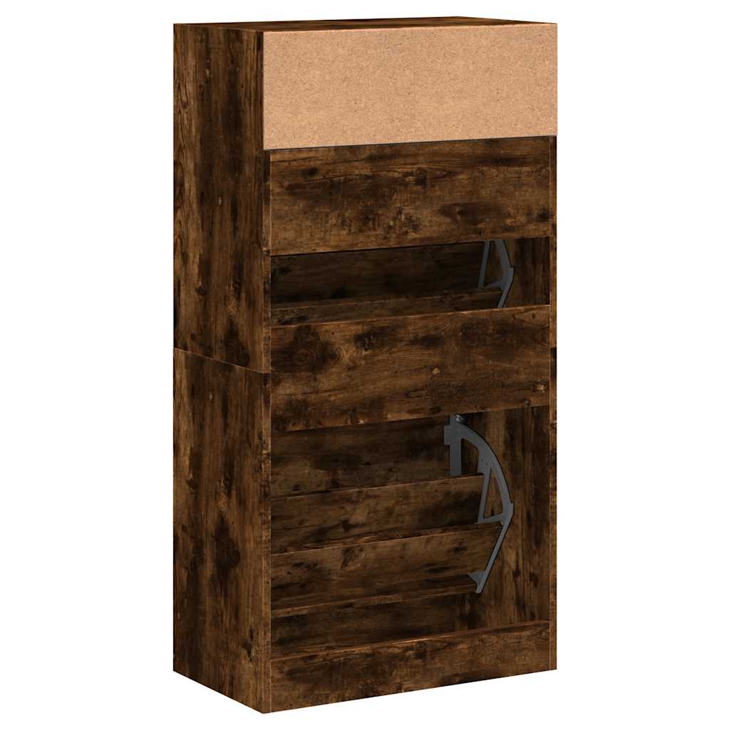 vidaXL Shoe Cabinet Smoked Oak 60x34x116 Engineered Wood